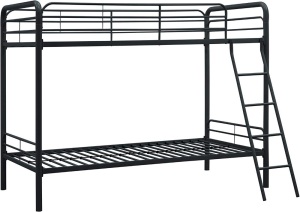 Twin-Over-Twin Bunk Bed with Metal Frame and Ladder, Space-Saving Design, Black