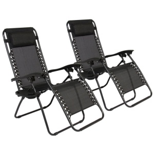 Plum Blossom Lock Portable Folding lounge Chairs with Saucer Black