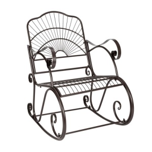 Outdoor Rocking Chair,Iron Rocking Rocker Chair Single Chair Coffee