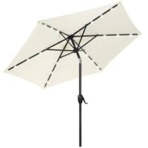 Outdoor Solar Patio Umbrella w/ Push Button Tilt, Crank Lift - 7.5ft