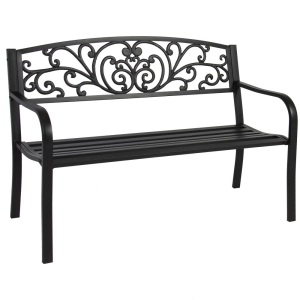 Steel Bench for Outdoor, Patio, Garden w/ Floral Design - 50in