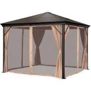 Outdoor Hardtop Gazebo w/ Aluminum Frame, Side Curtains, Netting - 10x10ft