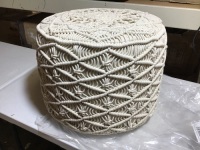 SIMPLIHOME Coates Round Macrame Pouf, 18 inch, Natural - E-Comm Return, Appears New&nbsp;