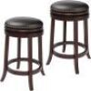 Furgle 25-inch Solid Wood Upholstered Backless Bar Stool PU Leather Cushioned Seat w/Brass Nailhead Studs, Set of 2&nbsp;