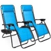 Set of 2 Adjustable Zero Gravity Patio Chair Recliners w/ Cup Holders