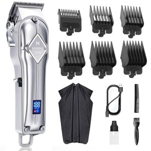 Limural Rechargeable Beard Trimmer with Large LED Display & Silver Metal Casing