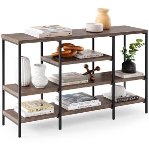 4-Tier Industrial Console Table w/ Tall Shelf Space - 55in