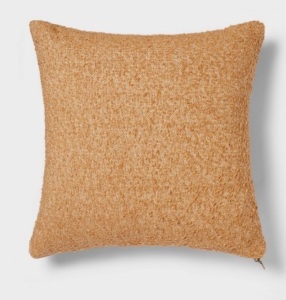 Woven Boucle Square Throw Pillow with Exposed Zipper Gold, Like New, Retail - $20