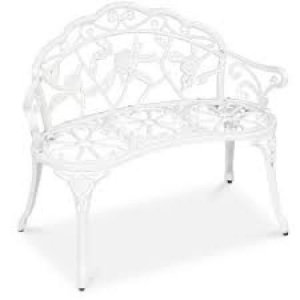 Steel Garden Bench Outdoor Patio Furniture w/ Floral Rose Accent - 39in