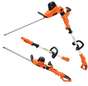 GARCARE 2 in 1 Electric Pole Hedge Trimmer, Power Hedge Trimmerwith 20 inch Dual- Action Laser Cut & Adiustable Cutting Head, 4.8Amp, 600W,Corded, Like New, Retail - $139.99