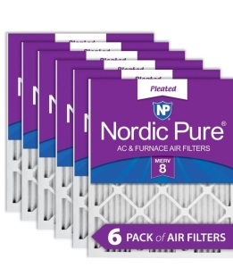 Nordic Pure 18×20x1 MERV 8 Pleated AC Furnace Air Filters 6Pack, Like New, Retail - $47.73