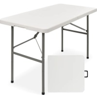 4ft Portable Folding&nbsp;Plastic Dining Table w/&nbsp;Handle, Lock, Like New, Retail - $59.99