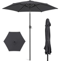 Outdoor Market Patio&nbsp;Umbrella w/ Push Button Tilt,&nbsp;Crank Lift - 7.5ft, Like New, Retail - $37.99