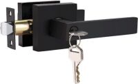Lot of (3) Heavy Duty Keyed Entry Lever&nbsp;Interior Door Handle with Lock and Key for Bedroom Bathroom, Reversible Lever for Right/Left Handed Door, Matte Black
