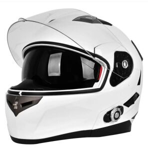 White Motorcyle Helmet with Bluetooth BM2-S