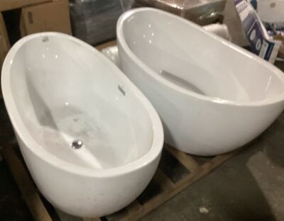 Lot of (2) Ferdy Freestanding Acrylic Bathtubs - Missing Hardware