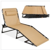 Portable Patio Chaise&nbsp;Lounge Chair Outdoor&nbsp;Recliner w/ Pillow, Like New, retail - $79.99