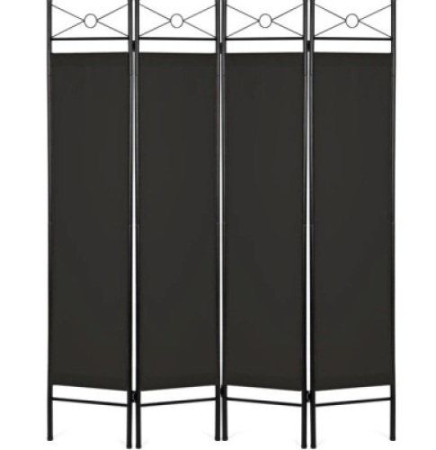 4-Panel Folding Privacy Screen Room Divider Decoration Accent, 6ft, Black, Appears New