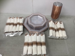 210 Piece Rose Gold Plastic Dinnerwear Set