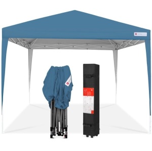 Outdoor Portable Pop Up Canopy Tent w/ Carrying Case, 10x10ft, Blue, Appears New