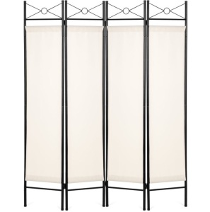 4-Panel Folding Privacy Screen Room Divider Decoration Accent, 6ft, White, Appears New