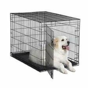 New World 48" Folding Metal Dog Crate with Leak-Proof Plastic Tray - Appears New