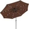 Solar LED Lighted Patio Umbrella w/ Tilt Adjustment, UV-Resistance - 10ft, Brown, Appears New