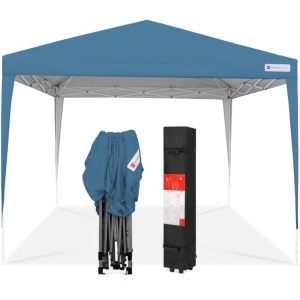 Outdoor Portable Pop Up Canopy Tent w/ Carrying Case, 10x10ft, Blue, Appears New