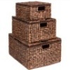 Set of 3 Large Hyacinth&nbsp;Storage Baskets w/&nbsp;Handles, Lid - 21", 20",&nbsp;18", Like New, retail - $79.99