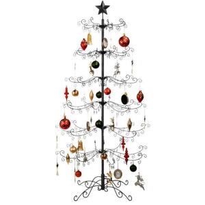 Wrought Iron Christmas Tree Ornament Display w/ Easy Assembly, Stand - 6ft