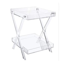 LIKENOW Furniture&nbsp;Acrylic Rectangular&nbsp;Tray Table with 2-Tier&nbsp;Storage,Clear, Modern,&nbsp;Assemble, 20x18inch,&nbsp;High 24 Inch, 16.5 LBS, Like New, Retail - $249.99