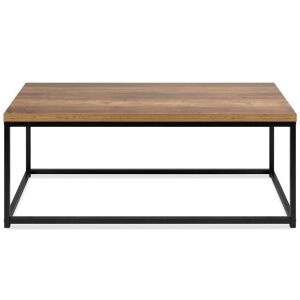 44in Modern Industrial Rectangular Wood Grain Coffee Table w/ Metal Frame