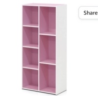 Furinno7-Cube Reversible&nbsp;Open Shelf, White/Pink&nbsp;11048WH/PI, Like New, Retail - $41.49