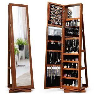 Rotatable Lockable Mirrored Jewelry Cabinet