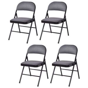 Set of (4) Fabric Upholstered Padded Seat Folding Chairs