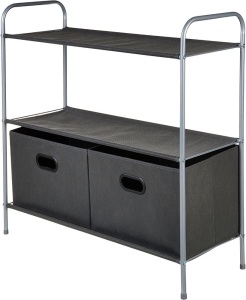 Amazon Basics Closet Storage Organizer with Fabric Bins and Shelves, Grey - E-Comm Return, Appears New 