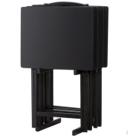 5pc TV Tray Set Wood Black - Plastic Dev Group, Like New, retail - $54.99