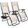 Set of 2 Adjustable Zero Gravity Patio Chair Recliners w/ Cup Holders&nbsp;