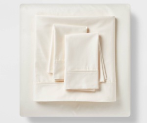 Full 500 Thread Count Tri-Ease Solid Sheet Set Ivory - Threshold, Like New, Retail - $59