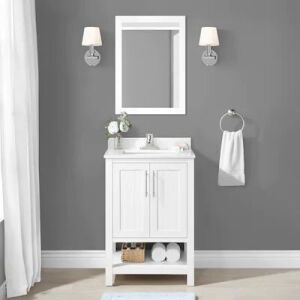 Style Selections Mercer 24-in White Undermount Single Sink Bathroom Vanity with White Engineered Stone Top & Mirror