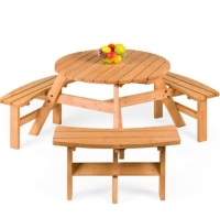 6-Person Circular Wooden Picnic Table w/ Benches, Appears New