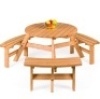 6-Person Circular Wooden Picnic Table w/ Benches, Appears New