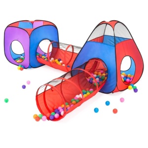 Best Choice Products 4-in-1 Kids Multicolor Ball Pit Tent Play Set w/ 200 Balls, 2 Tunnels, 2 Tents, Storage Bag