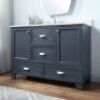 allen + roth&nbsp;Leeland 36-in Harbor Blue Undermount Single Sink Bathroom Vanity with White Engineered Stone Top