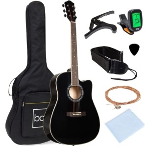 Full Size Beginner Acoustic Guitar Set with Case, Strap, Capo - 41in