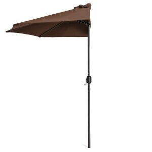 Half Patio Umbrella w/ 5 Ribs, Crank - 9ft 