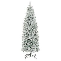 7.5'&nbsp;Snow Flocked Artificial Pencil Christmas Tree w/ Stand&nbsp;