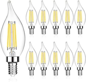 LANGREE E12 LED Candelabra Base Bulbs 60W Equivalent, 5W LED Chandelier Light Bulbs, Non-Dimmable, Flame Tip, 5000K Daylight White, 550LM, Pack of 10 - Appears New 