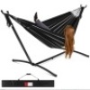 2-Person Brazilian-Style Double Hammock w/ Carrying Bag and Steel Stand, Onyx, E-Commerce Return/Damaged Box