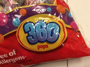 Package of DumDum Pops, 360 Count. 